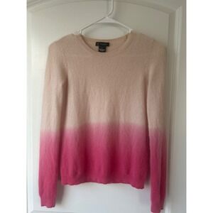 C by Bloomingdale's Cashmere Sweater Pink Ombre Dip Dye Crew Neck Small